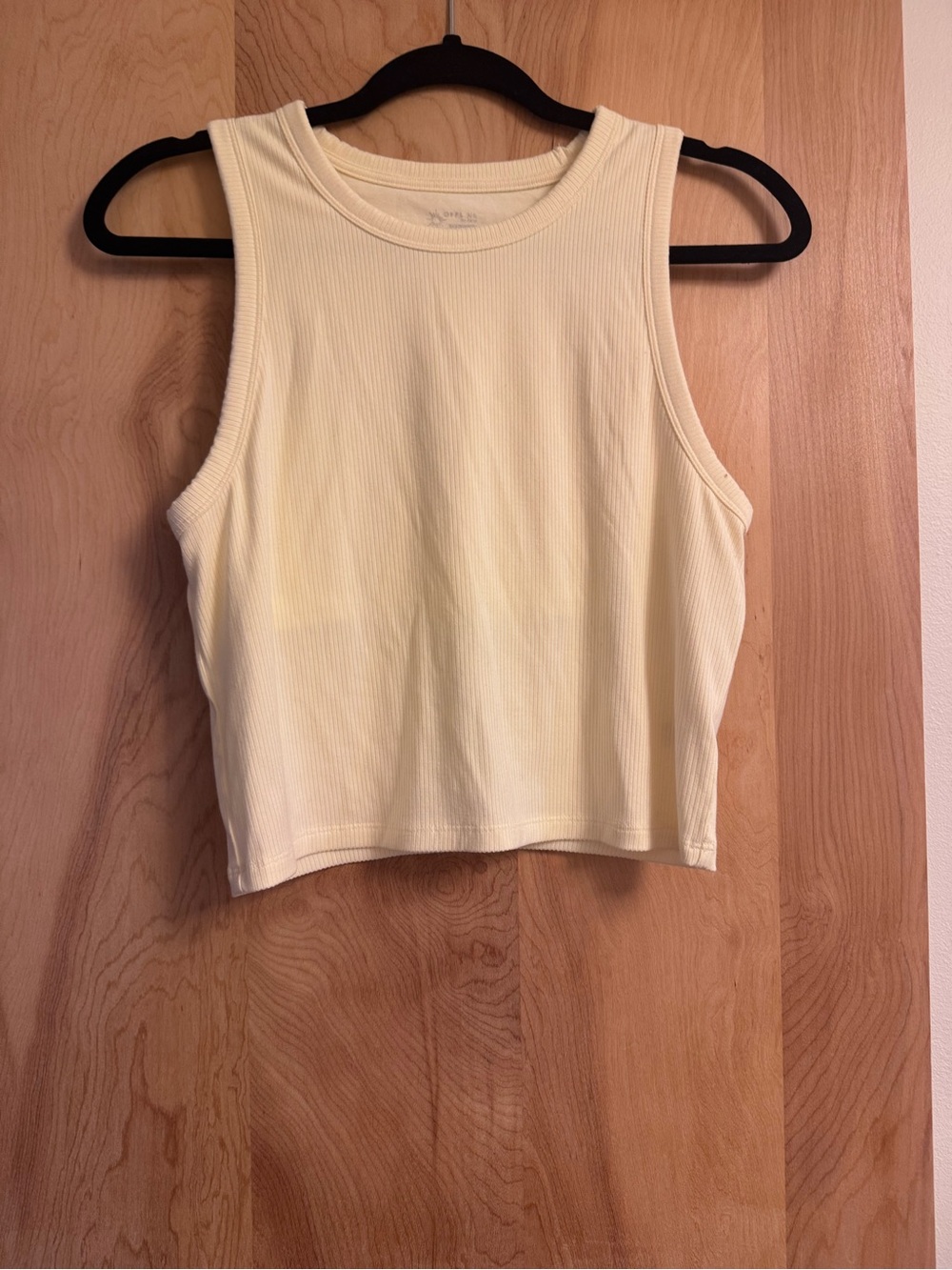 aerie Ribbed Cropped Tank Top - Pale Yellow